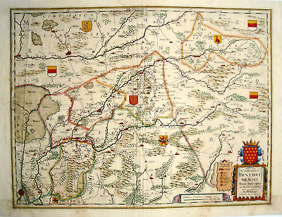 Bentheim Nordhorn Enschede Ochtrup Linge Mapa de País Grabado Hondius 1640
