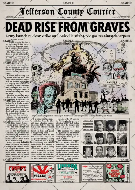 The Return of the Living Dead Newspaper Poster print