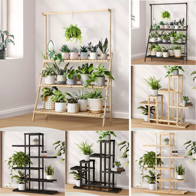 Livsip Plant Stand Garden Planter Wooden Flower Pot Rack Shelving Indoor Outdoor