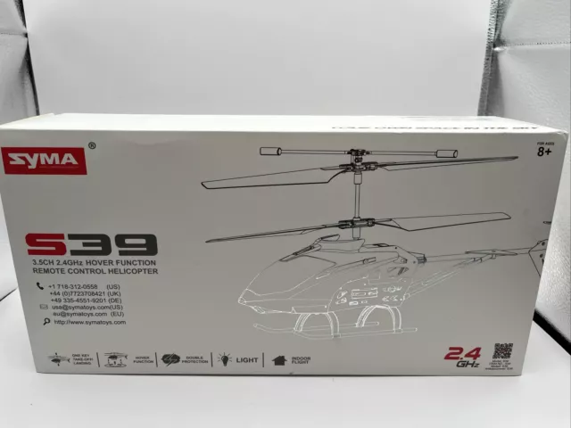 Syma S39 Black Red 3.5 Channel 2.4 GHz Hover Remote Control Helicopter Open Box
