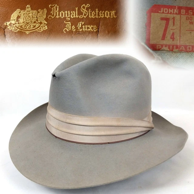 1940S 1948 7-1/4 Royal Stetson DeLuxe BeachComber Vintage Fedora 