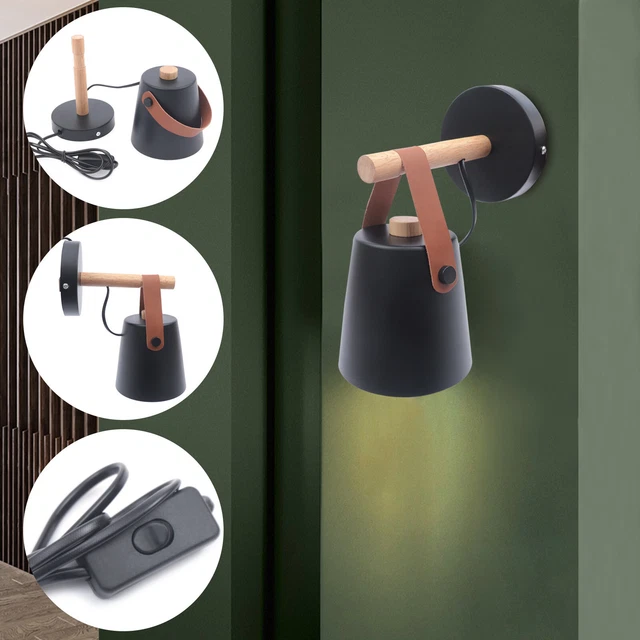 Modern Wall Sconce LED Wall Mounted Light 60W with Metal & Wooden Bracket