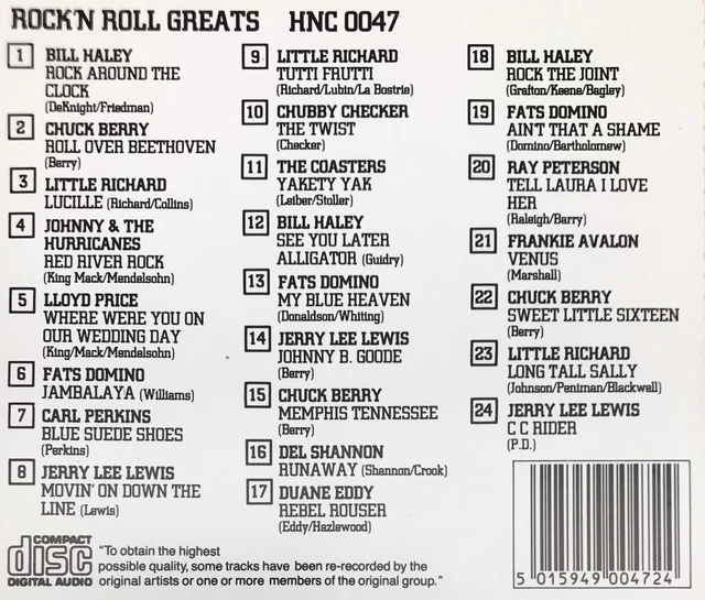 VARIOUS ARTISTS - Rock ‘N’ Roll Greats (CD) EUR 3,48 - PicClick IT