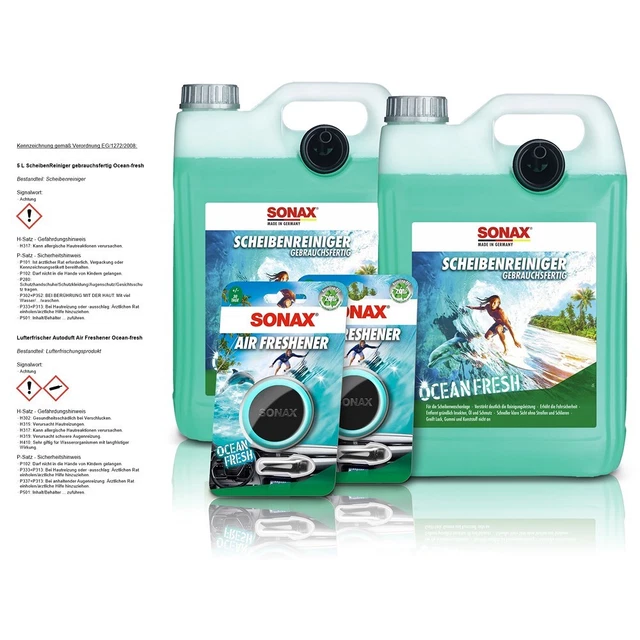 2x5 LITRI SONAX PULITORE DISCHI ACQUA TERGICRISTALLO OCEAN-FRESH + 2x DEODORANTE