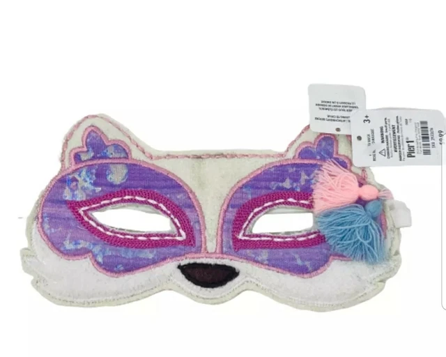 Pier One Fancy *FOX* Kids Fabric Halloween Costume Eye Mask Dress Up White Pink