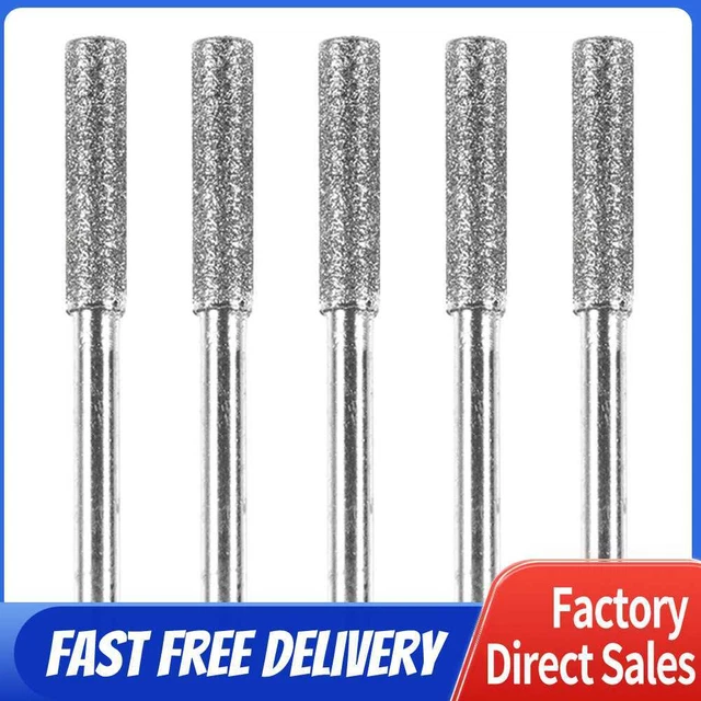 5pcs/Set Diamond Coated Grinding File Stone Heads Drill Bit (4mm Silver)