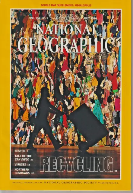 &NATIONAL GEOGRAPHIC& (GOSHAWKS & Recycling) July 1994 Magazine $0.99 ...