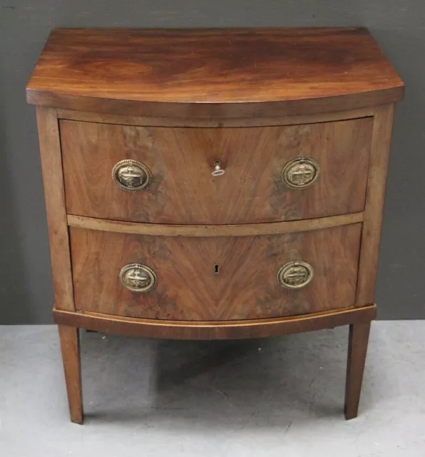 Antique small chest drawers gilt brass handles flame mahogany Empire Biedermeier 2