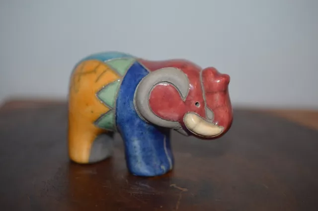 Südafrikanischer Raku Studio Keramik Elefant - Tierfigur