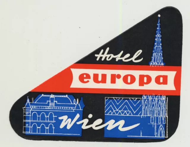 Hotel Europa - Vienna (Wien) / Austria (Vintage Luggage Label)