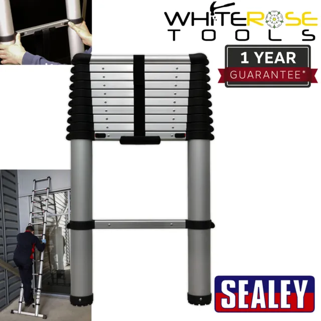 Sealey Scala Telescopica 11 Pedini EN 131 Alluminio Leggera Chiusura Morbida