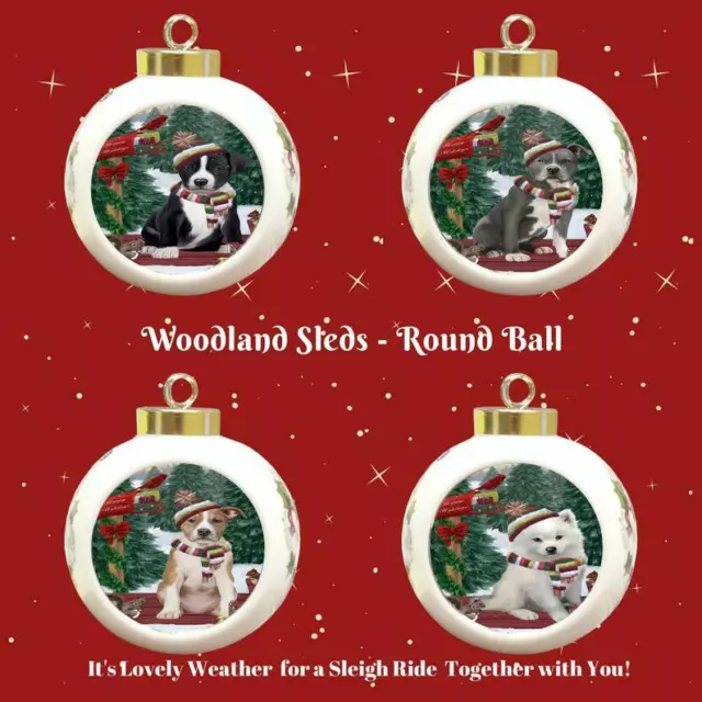 Woodland Sled Dog Cat Pet Photo Lovers Round Ball Christmas Tree Ornament Gift