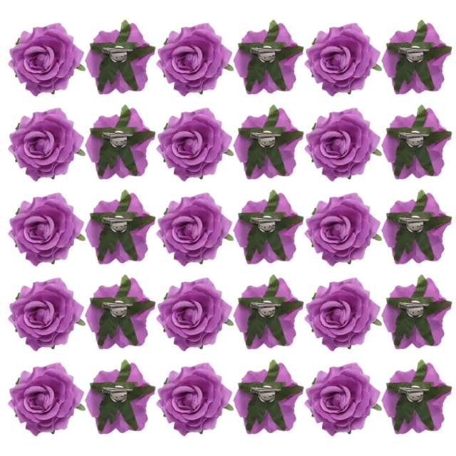 30 clips para el cabello de flor rosa de 4 pulgadas alfileres para el cabello púrpura claro