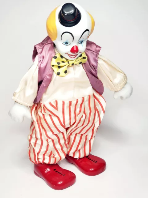 Vtg Porcelain Stand Up Clown Music Box Plays "Send In The Clowns" Wind-Up- 12"