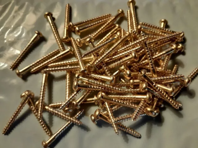 #4 x 1" round head slotted, solid brass wood screws, select qty