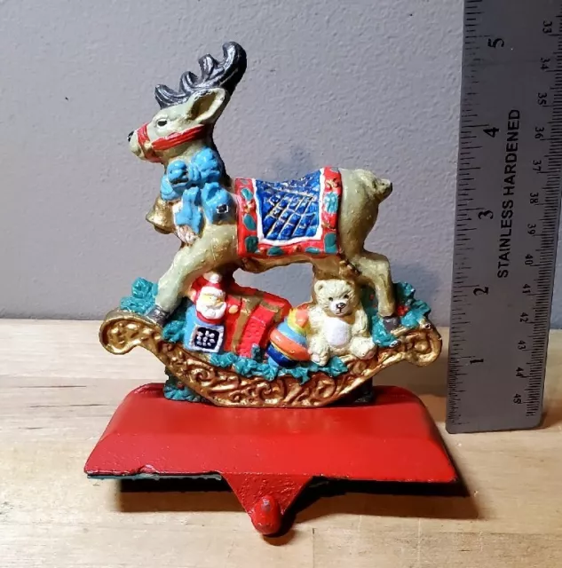 Vtg Midwest Cannon Falls Rocking Horse Reindeer Cast Iron Stocking Hanger Holder