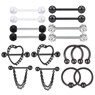 3 pezzi 14G anello di viti prigioniere del tasto creativo anelli in acciaio inox ombelico curvo Barbell con uccelli forma pendente ciondola i monili penetranti del corpo anti-allergico per le donne re 