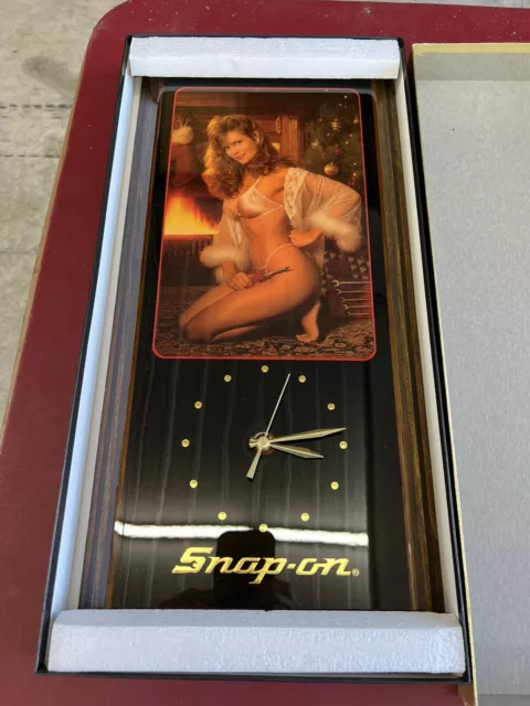 1980’s Vintage Snap On Pinup Girl in Lingerie Wood Wall Clock Decor - Works