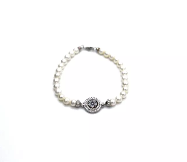 Bracciale Donna Nadir con Perle Coltivate 6/6.5mm in Argento Cammeo Sardonico