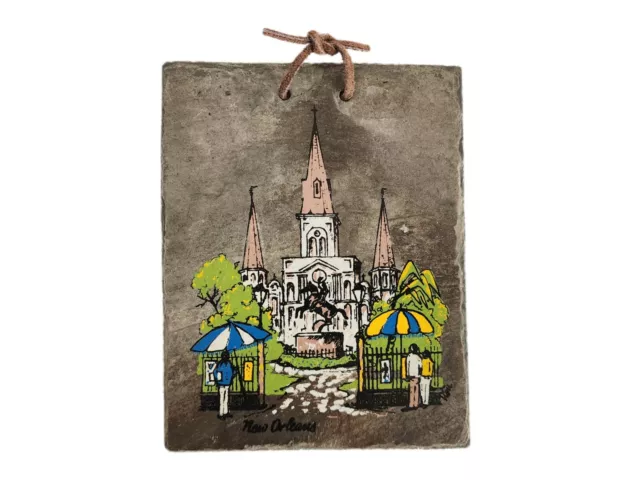 Vintage New Orleans Roof Tile Jackson Square Andrew Jackson Monument Handpainted