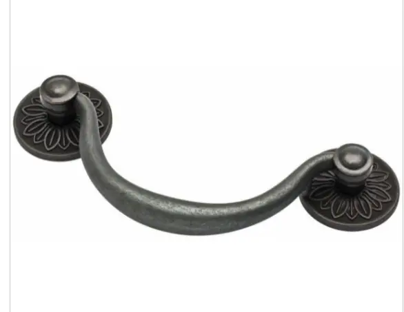 Set of 3 - Black 3-3/4" Floral Bail Pull Soft Iron Drawer Pulls Handles Cabinet