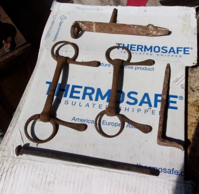 Lot Antique Original Farm Iron Barn Hardware  & Horse Bits C. 1890'S
