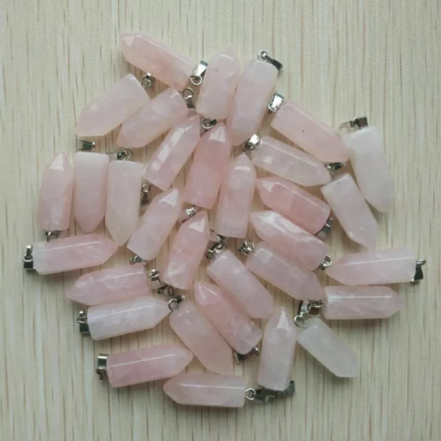 Wholesale 50pcs/lot Fashion Natural rose quartz Stone Pendulum Pillar Pendant