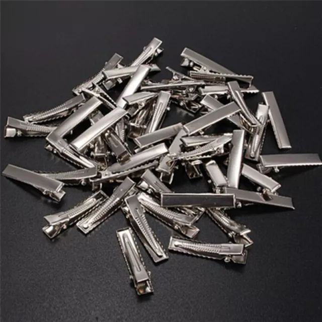 50PCS Hair Clips Fashion Metal Silver Prong Flat Clip Alligator Metal Hair-7H