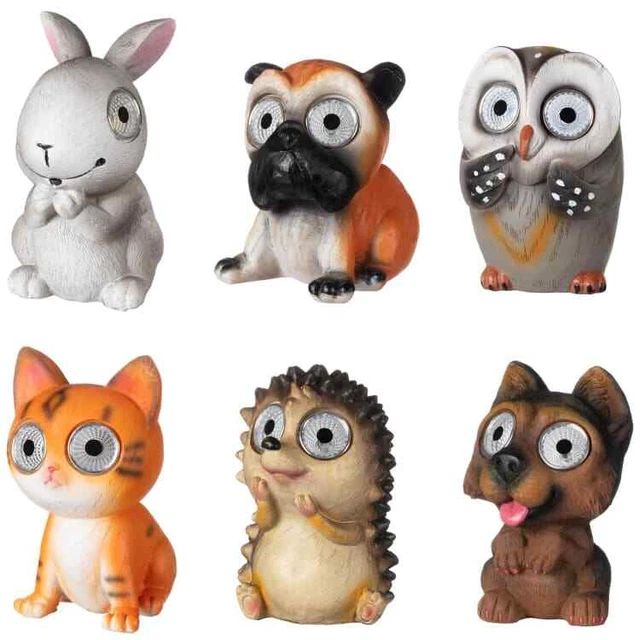 New Garden Animal Ornament With Solar Powered LED Light Eyes No wiring required.