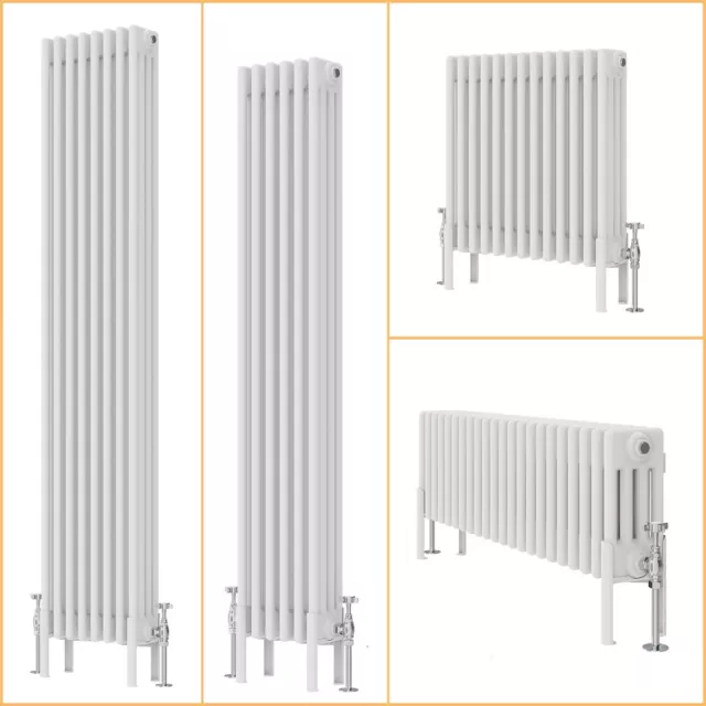 Traditional 4 Column Radiator Horizontal Vertical Cast Iron Style Rads White