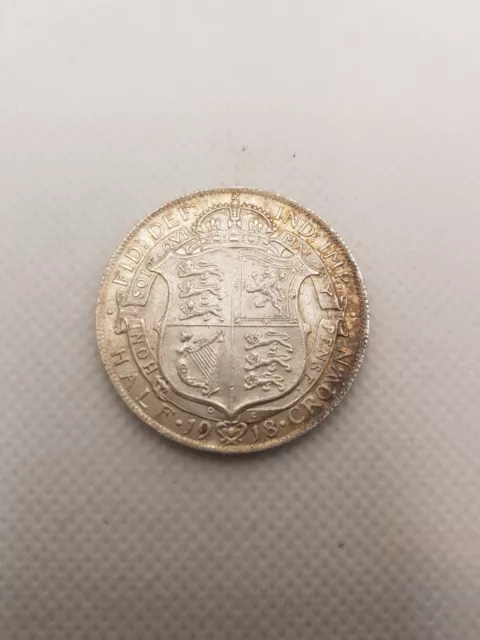 1918 George V Silver Half Crown Coin