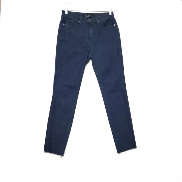 Judy Blue Jeans Womens 11/30 Skinny Fit Stretch Dark Wash Blue Denim Frayed Hem