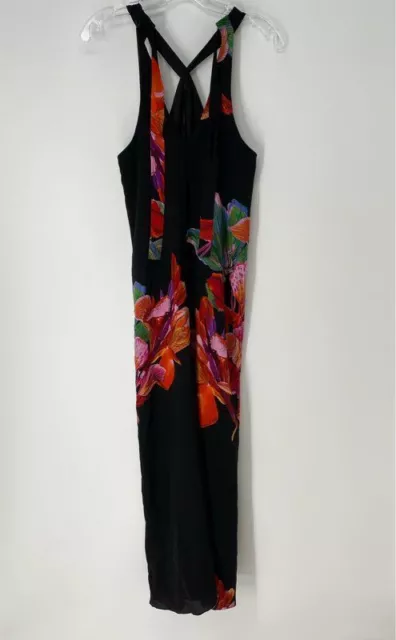 Maeve Womens Black Floral Sleeveless Halter Neck Maxi Dress Size Extra Small