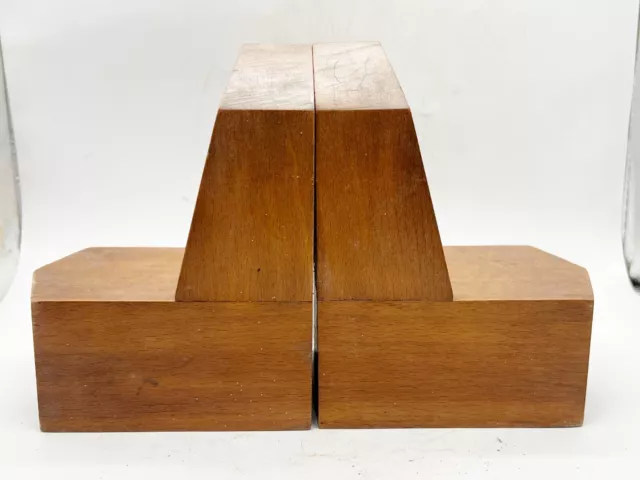 Vintage Mcm Modernist Mid Century Pair Of Abstract Wooden Book Ends 1960'S