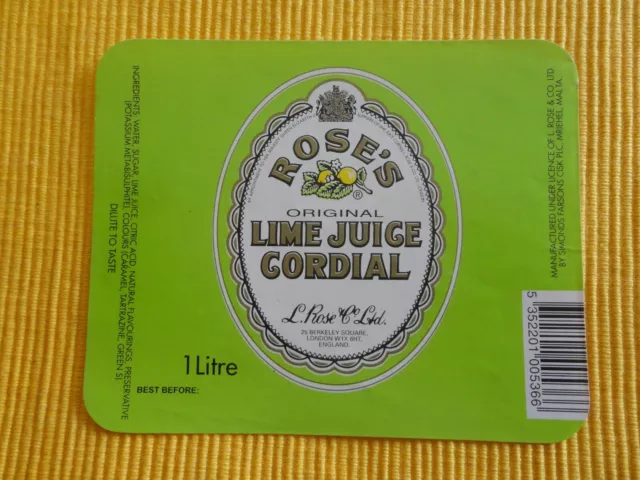 Vintage Malta Rose's Farsons Lime Juice Cordial Label