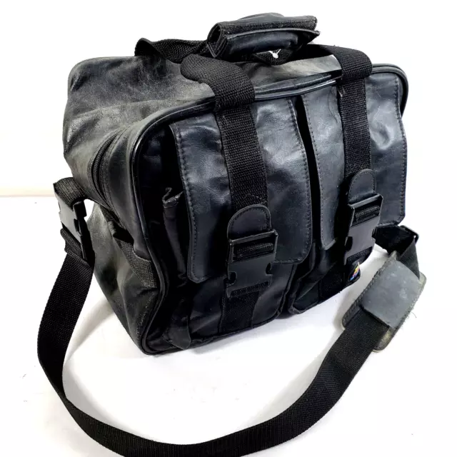 Brunswick Black Leather Oversize Bowling Ball Bag Shoulder Strap Top Handle