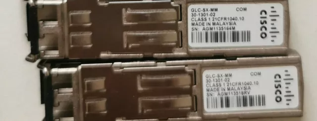 2X Cisco GLC-SX-MM 1Gbps Transceiver SFP Module 30-1301-02