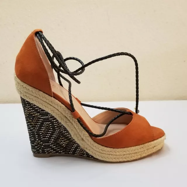 Charles By Charles David Wedge Espadrilles Women Size 8.5 M Ankle Laces EUC