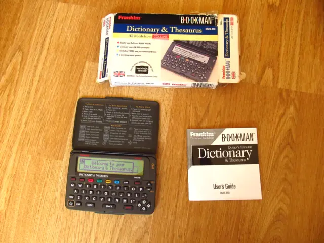 Franklin DMQ-440 Dictionary & Thesaurus, Crossword Solver, BOXED + INSTRUCTIONS