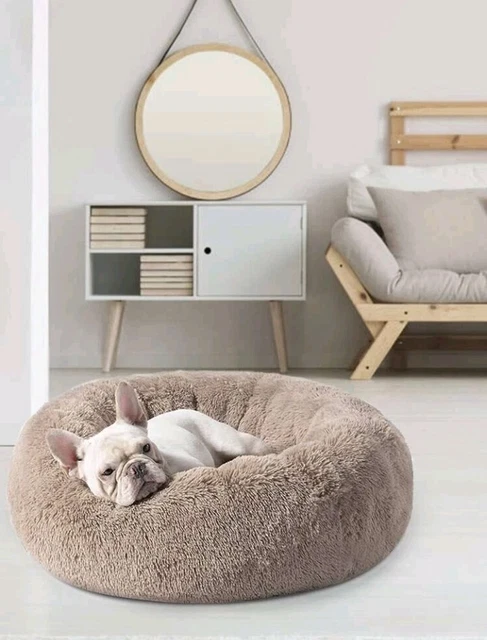 Donut Plush Pet Dog Cat Bed Fluffy Soft Warm Calming Bed Sleeping Kennel Nest
