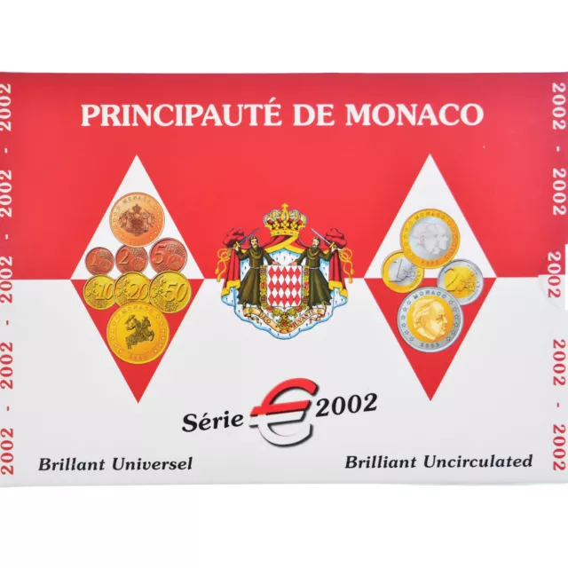 [#343784] Monaco, 1 Cent to 2 Euro, 2002, Monnaie de Paris, BU, FDC