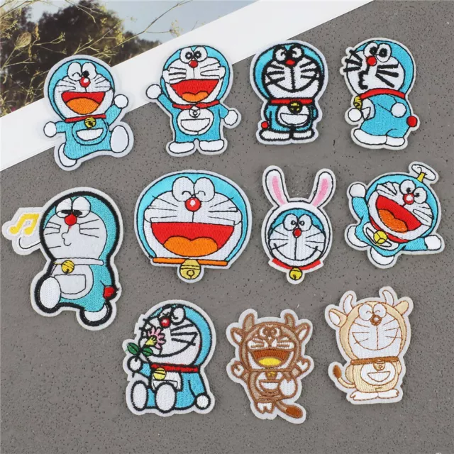 20Pcs Doraemon Cute Embroidery Patches DIY Iron on Sewing Applique Repairs Patch