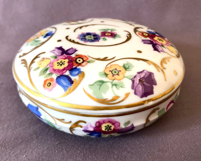 ART DECO Deckeldose Beyer & Bock 20er Jahre BLÜTENTRAUM handgemalt *TOP*