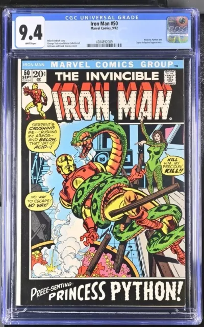 Marvel The Invincible Iron Man #50 9/72 Cgc 9.4 Nm Princess Python Appearance 🔥