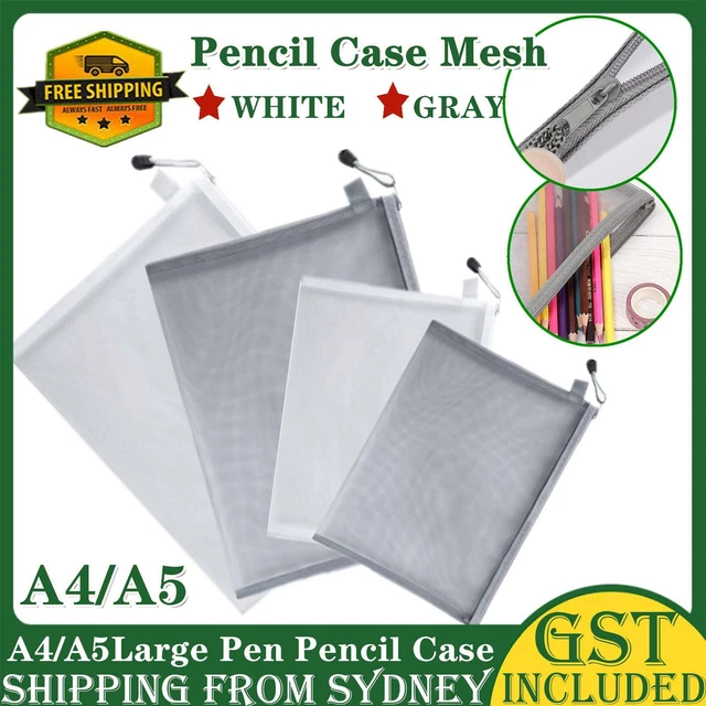 A4 A5 Mesh Portable Large Pen Pencil Case Makeup Cosmetic Storage Bag Pouch Case
