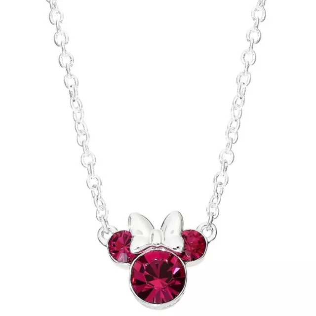 Disney Minnie Mouse Plata de Ley Rosa Piedra Collar con Colgante - en Caja