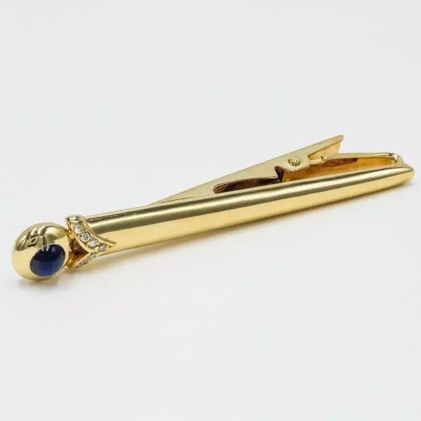 Clip ago cravatta clip con safir brillanti diamanti 14 ct. Oro 585.