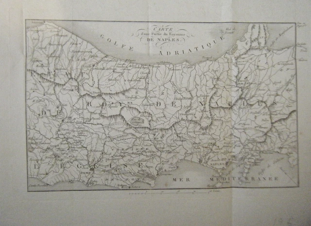 GRAVURE 18ème  D' EPOQUE CARTE D' UNE PARTIE DU ROYAUME DE NAPLES ITALIE