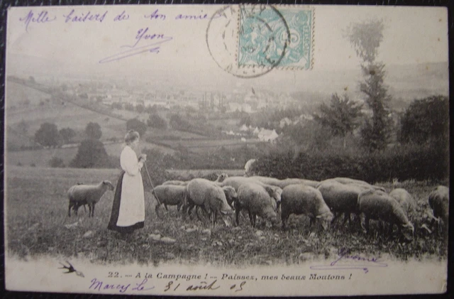 Lot Ancien Bon Dufour – Ferme Et Fermière 90 Mm – Moutons – Rare