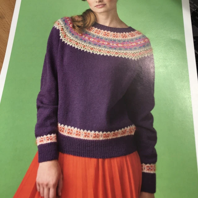 FAIR ISLE YOKE Ladies Jumper Sweater Knitting Pattern £1.99 PicClick UK